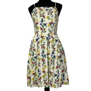 Old Navy White Floral Sleeveless Fit & Flare Summer Midi Dress Small